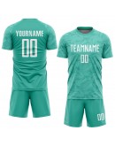 Best Pro Custom Aqua White Sublimation Soccer Uniform Jersey